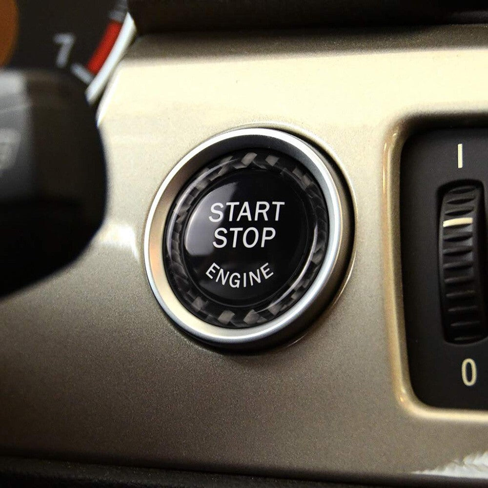 BMW E90 E92 E93 Engine Switch Start Stop Button Black Carbon Fiber Sticker Badge