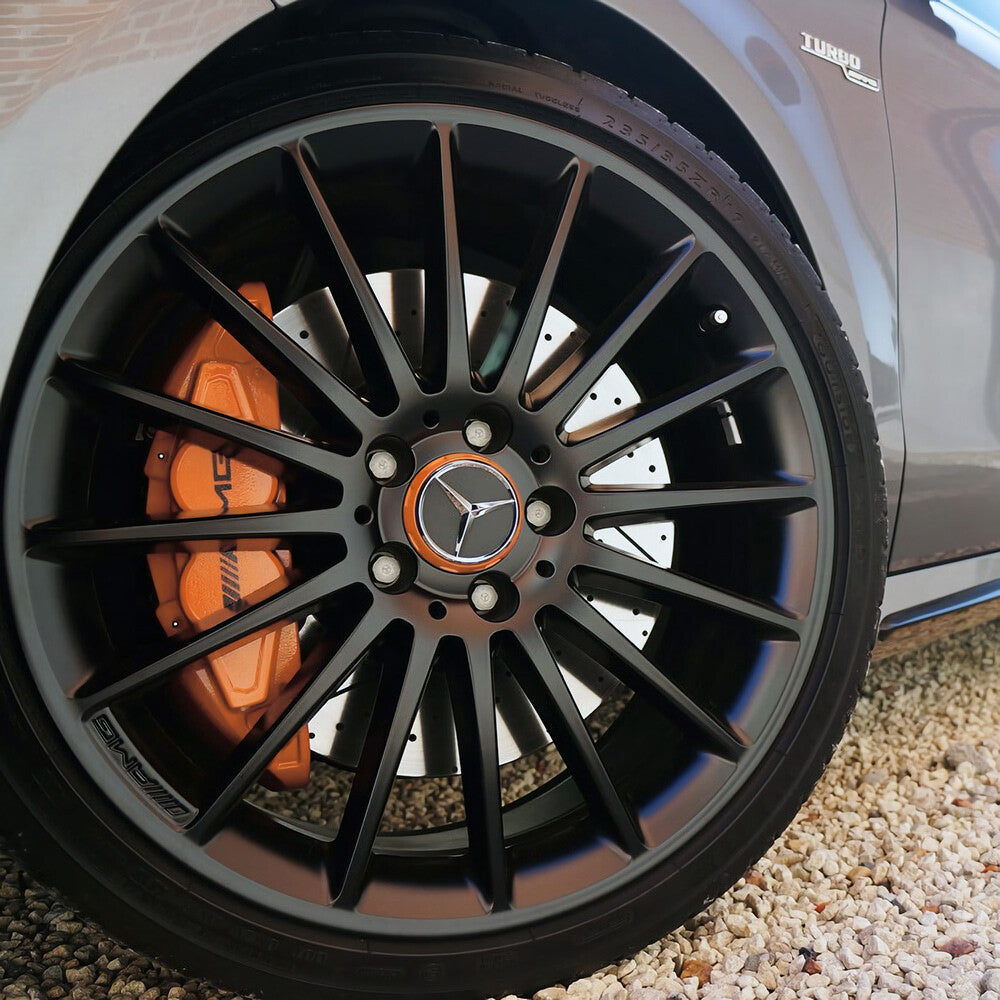 4x Mercedes Wheels In Center Lock Design Cap Hub Star Cover Sport AMG - Orange