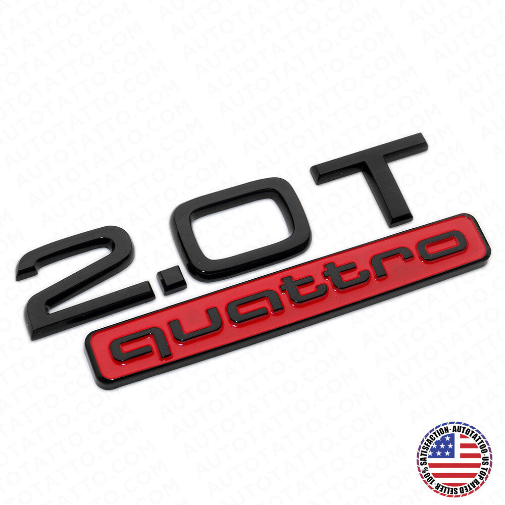 17-22 Rear Trunk Lid 2.0T Quattro Nameplate Emblem Badge Black & Red