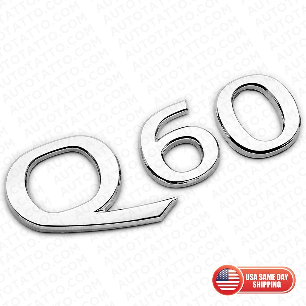 For Infiniti Q60 Rear Trunk Letter Badge Emblem Nameplate Sport Silver Chrome