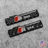 2x Audi Sport SLINE Fender Marker Logo Emblem Decal Badge Decorate Carbon Fiber