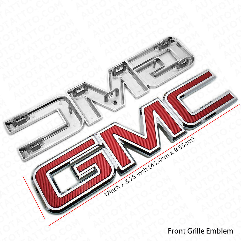 14-19 GMC Sierra Front Grille Letter Logo Emblem Adhesive Nameplate HD OEM Red
