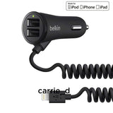 Belkin 2-port USB Car Charger + Lightning Cable for iphone 11 12 13 Pro XS iPod