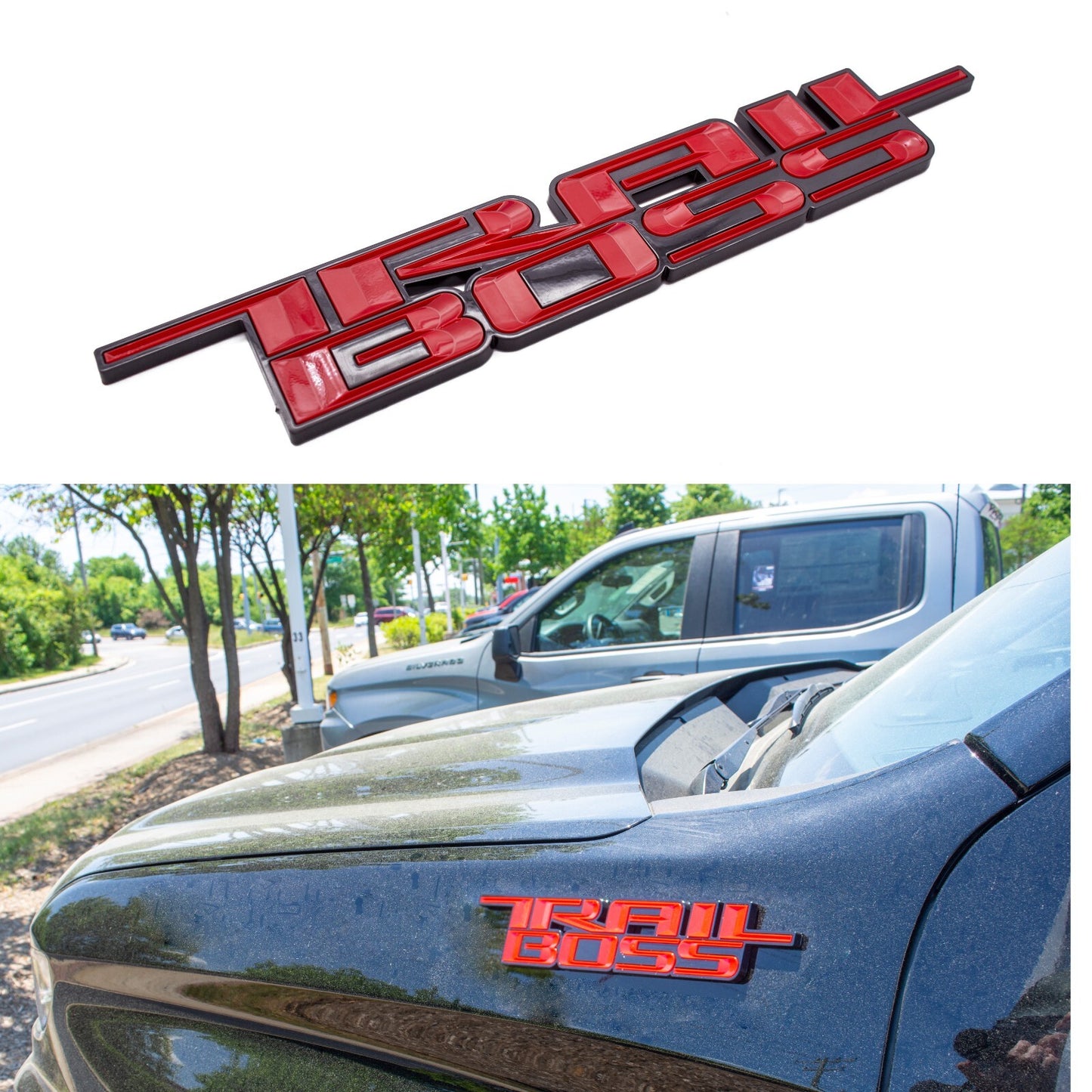 1 x Red Black 2000-2024 Silverado Z71 Trailboss Emblem Badge Nameplate