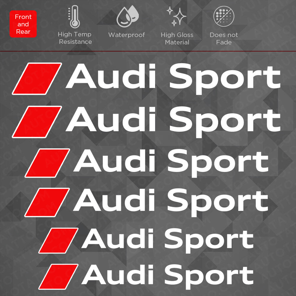 For Audi Sport Car Wheels Brake Caliper Sticker 3D Decal Logo Decoration White