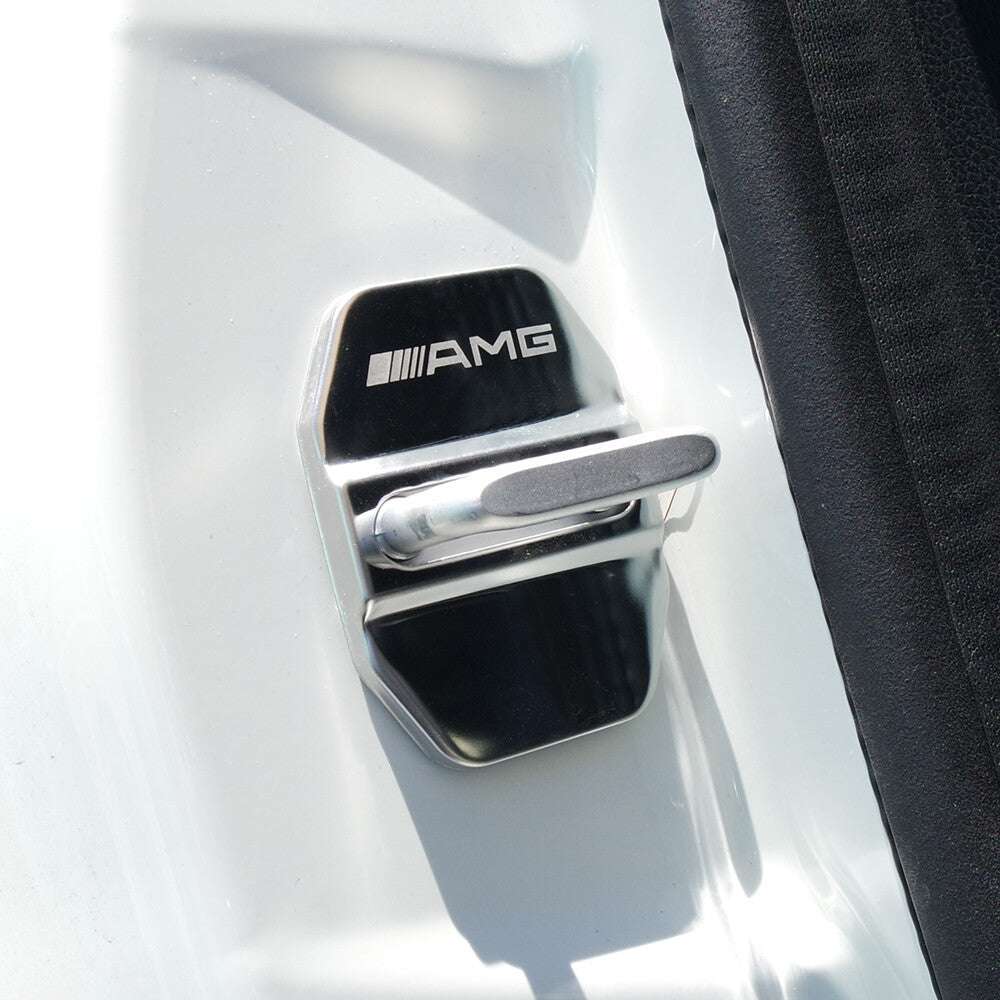 2pcs Stainless Steel Door Striker Cover Lock Buckle Cap For Mercedes-Benz AMG