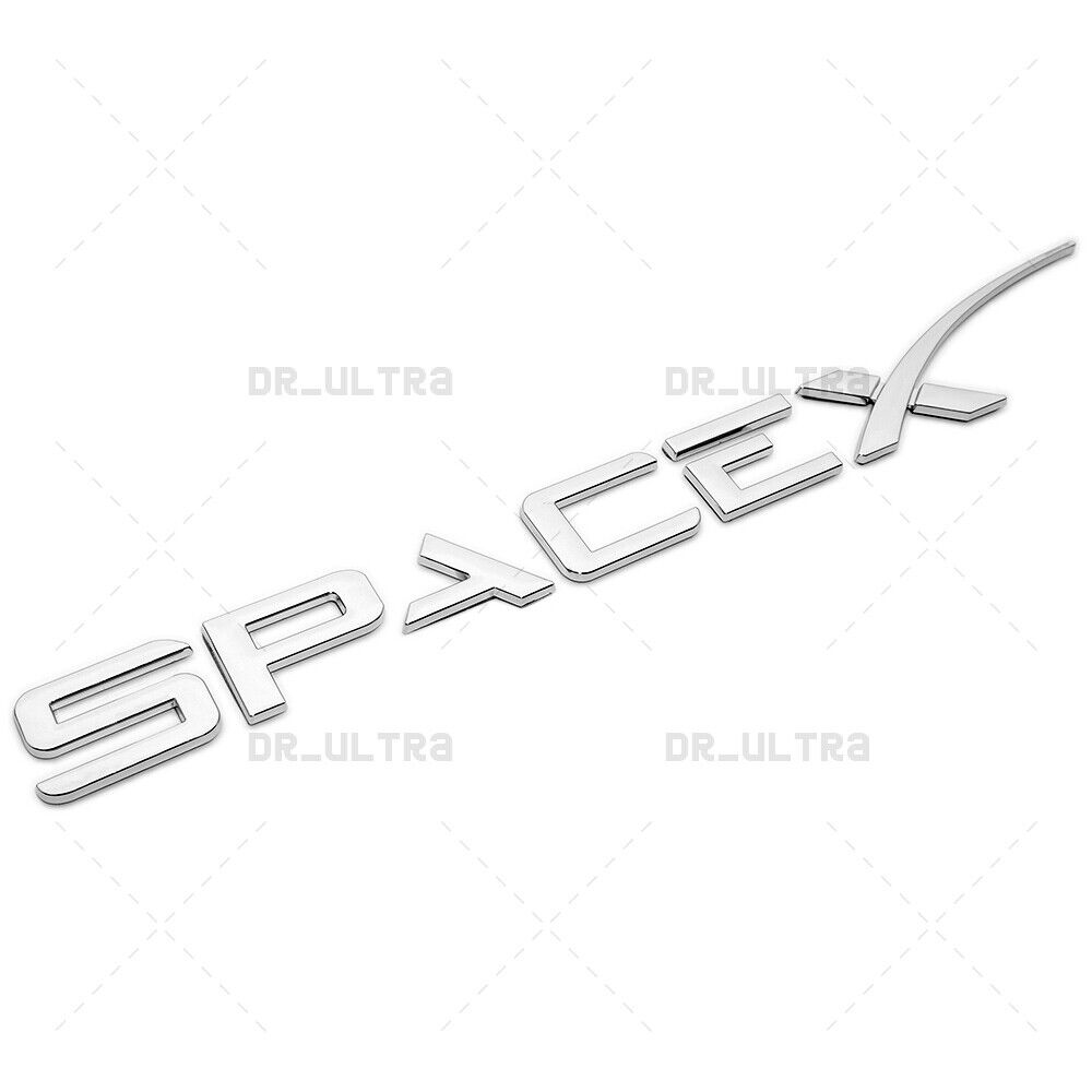 Tesla Rear SpaceX 3D Decal Letter Nameplate Logo Badge Emblem Sport OEM Chrome