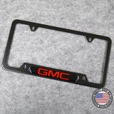 For GMC Front or Rear Carbon Fiber Texture License Plate Frame Cover Holder Gift