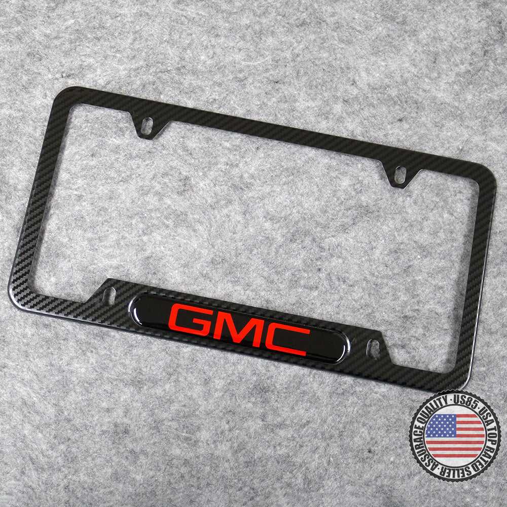 For GMC Front or Rear Carbon Fiber Texture License Plate Frame Cover Holder Gift