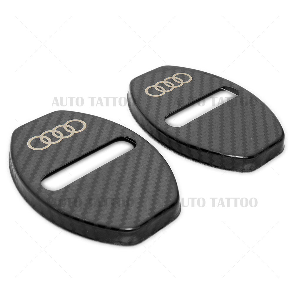 2x For Audi Carbon Fiber Texture Door Car Lock Protective Cover Sticker Decorate
