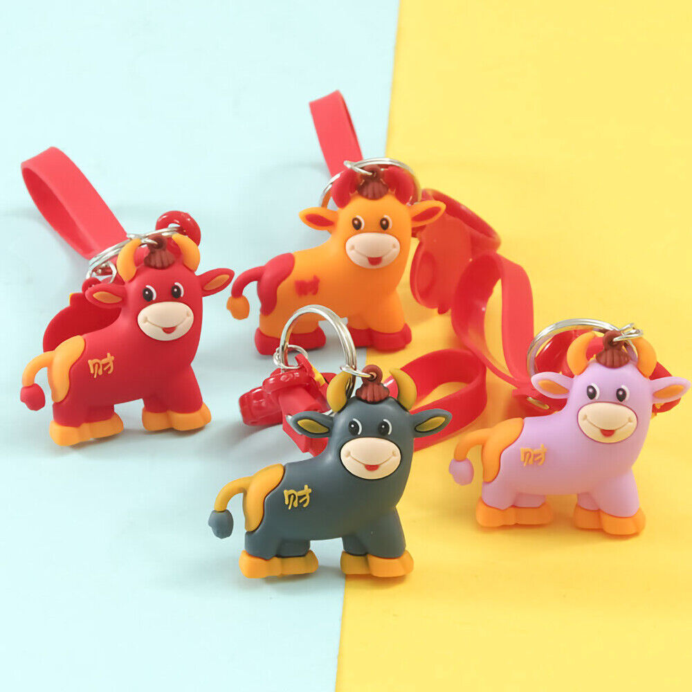 3D Chinese Lunar New Year Cute Lucky Good Fortune Wealth Ox Keychain Decoration