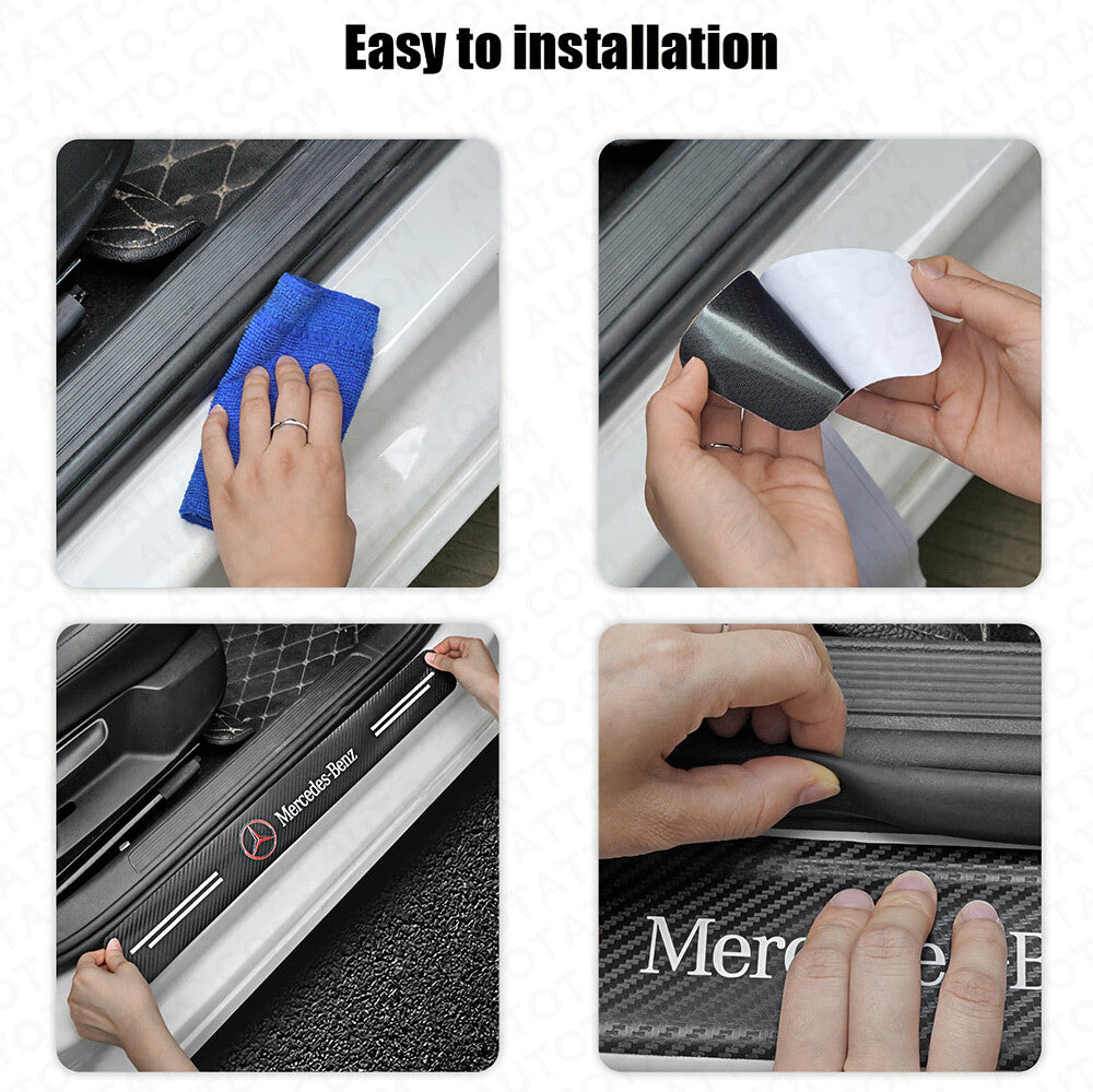 4x Chevrolet Car Door Plate Sill Scuff Anti Scratch 3D Decal Sticker Protector