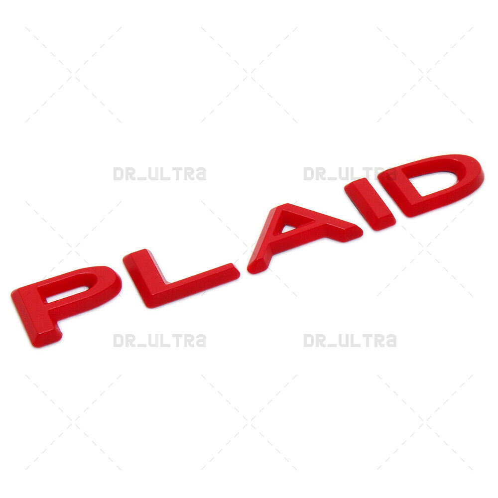 Tesla Model 3 S X Y Rear Tailgate Lid Plaid Nameplate Logo Badge Emblem Red