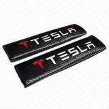 Tesla Sport Carbon Car Seat Belt Cover Safety Shoulder Strap Cushion Pad Harness