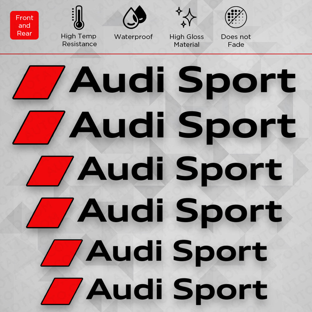 For Audi Sport Car Wheels Brake Caliper Sticker 3D Decal Logo Decoration Black