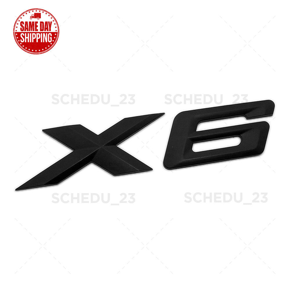 15-19 Matte Black X6 Letter Logo Emblem Badge LiftGate Rear Trunk  /M Sport