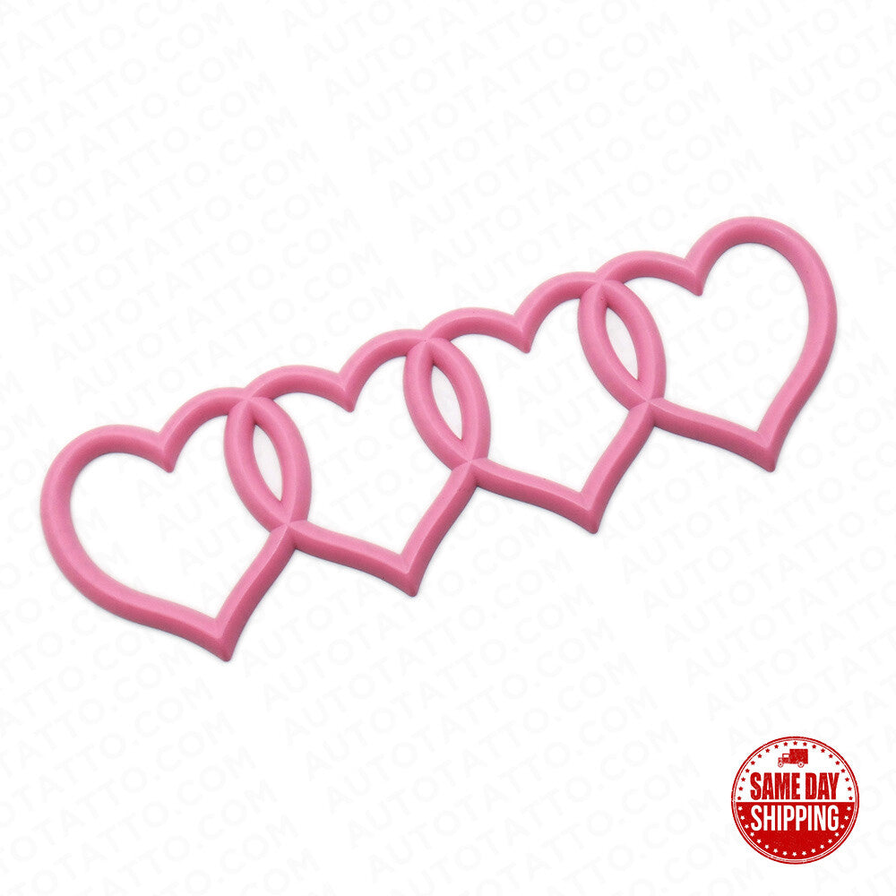 For Audi Sport Car Trunk Lid Love Heart Rings Badge Logo Emblem Gift Pink Lady