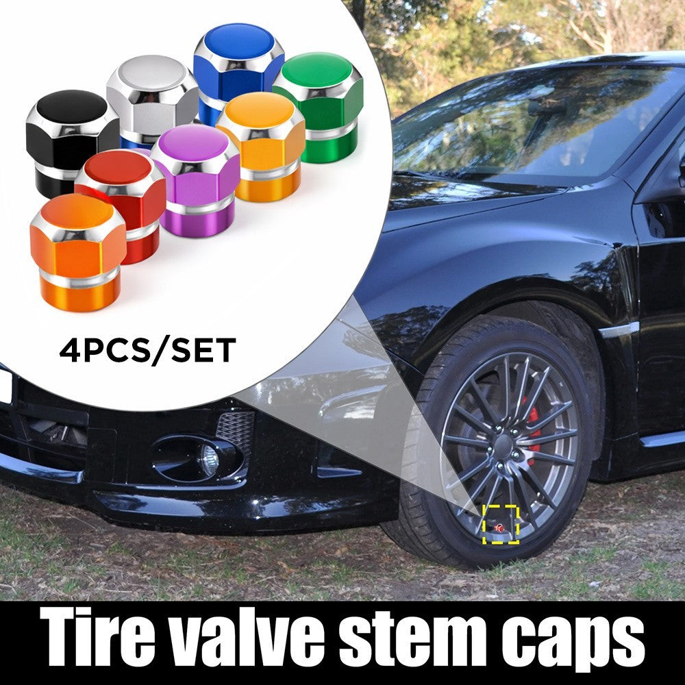 4pcs Hex Tire Wheels Air Valve Stem Caps Cover Car Truck Hotrod ATV Decorate