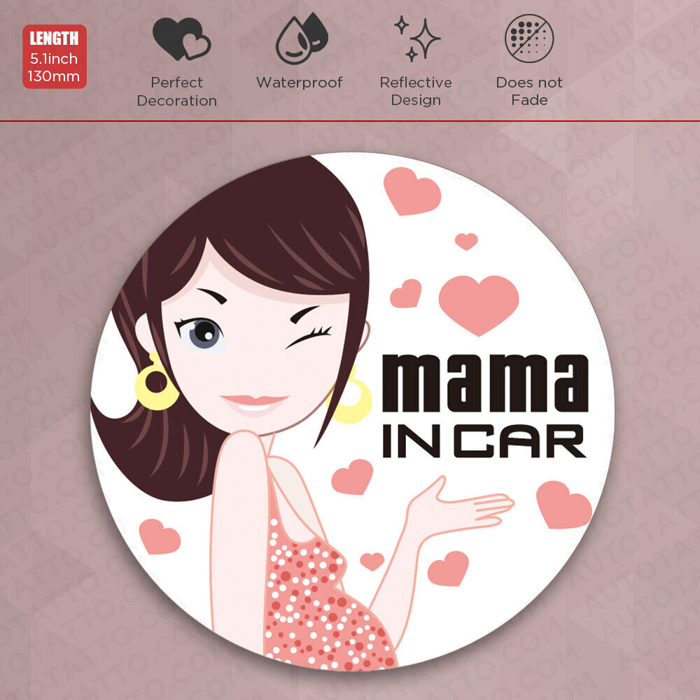 Universal Women's Mama in Car Pregnant Lady Sticker Car SUV Decoration Decal