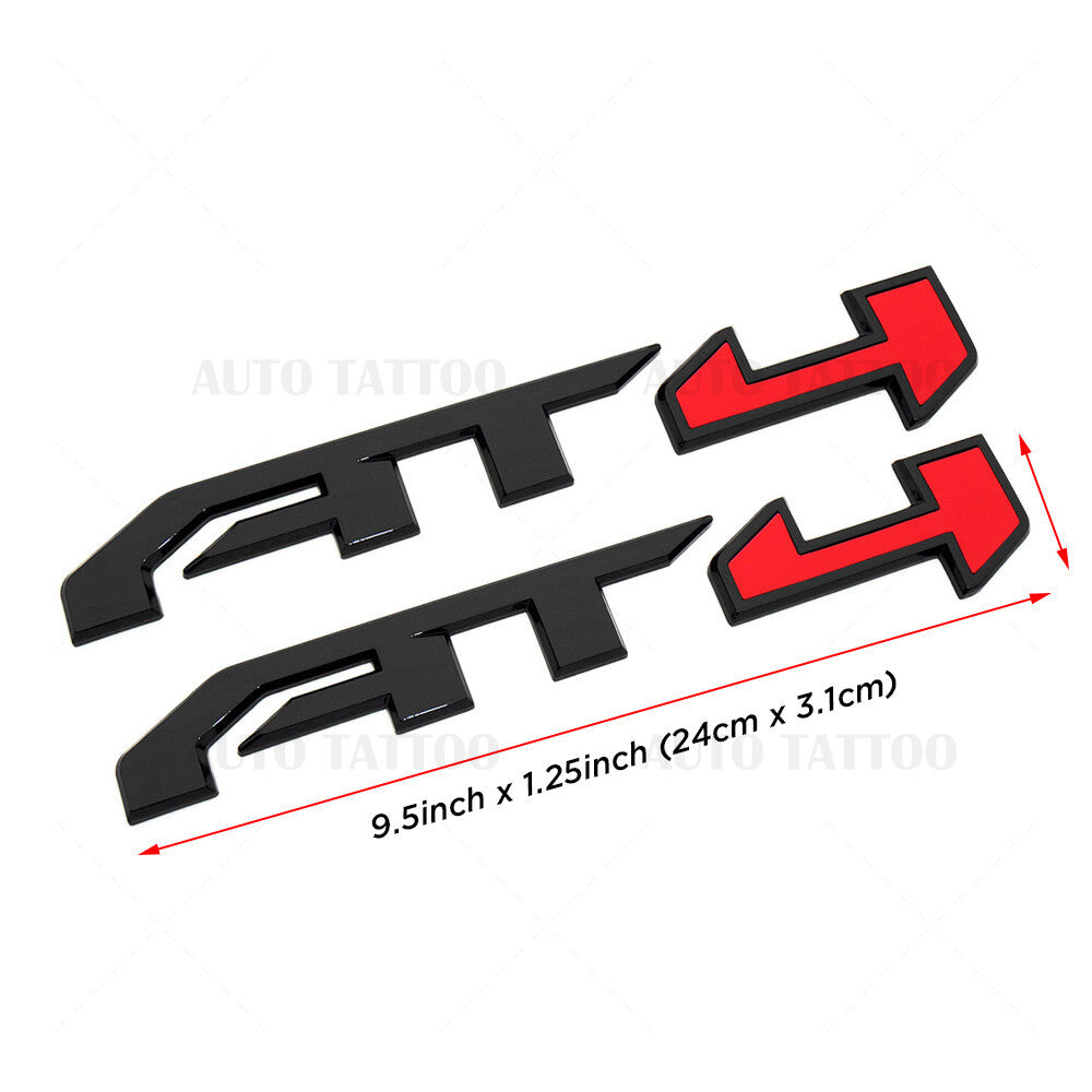 2x GMC Canyon Sierra AT4 Side Front Door Badge Emblem Nameplate OEM Black Red