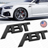 2pcs Audi Tuning ABT Sportsline Fender Badge Emblem Logo Gloss Black Decorate