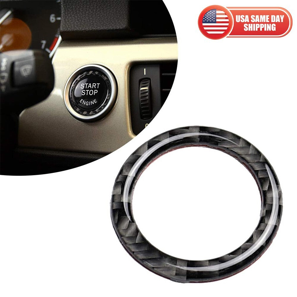 BMW E90 E92 E93 Engine Switch Start Stop Button Black Carbon Fiber Sticker Badge