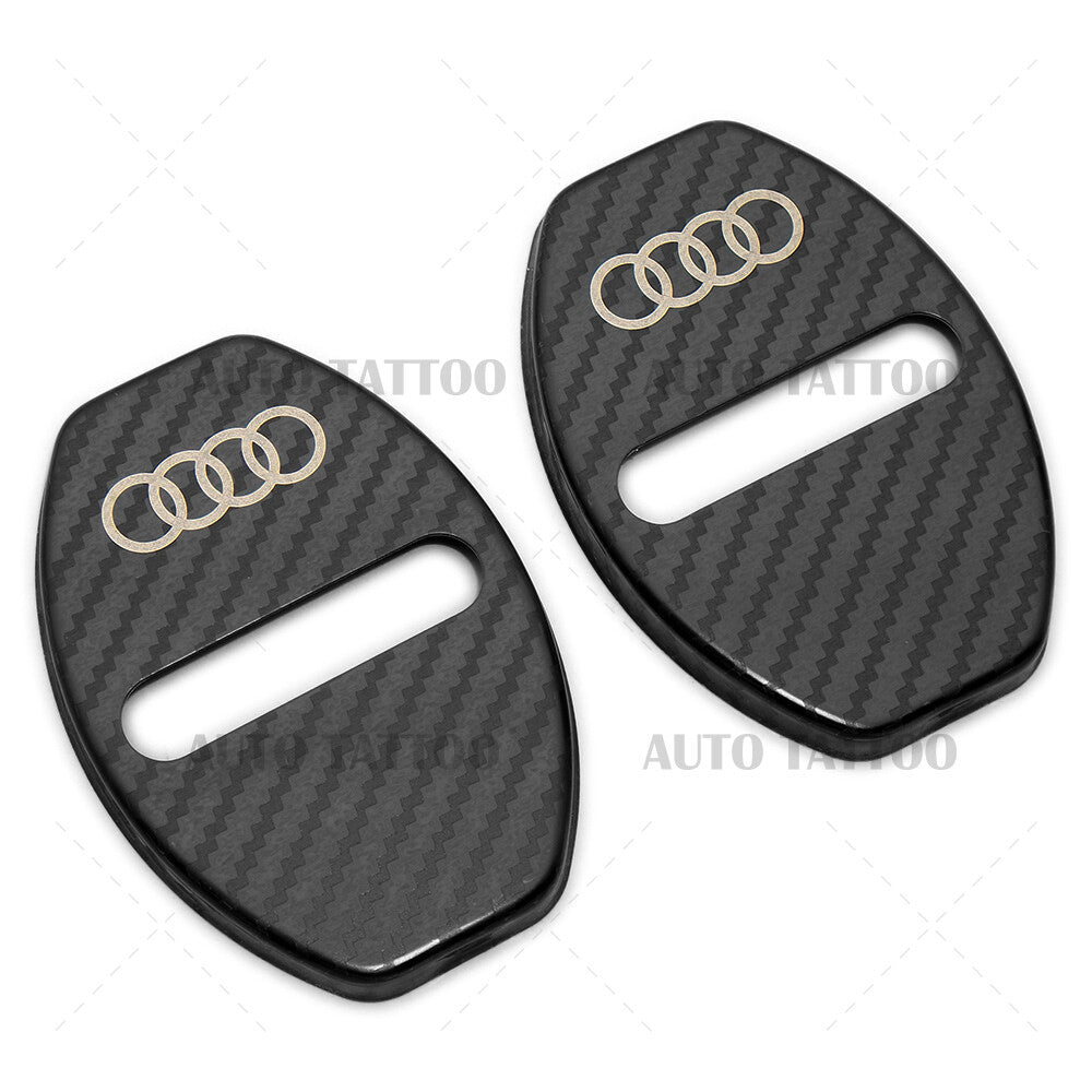 2x For Audi Carbon Fiber Texture Door Car Lock Protective Cover Sticker Decorate
