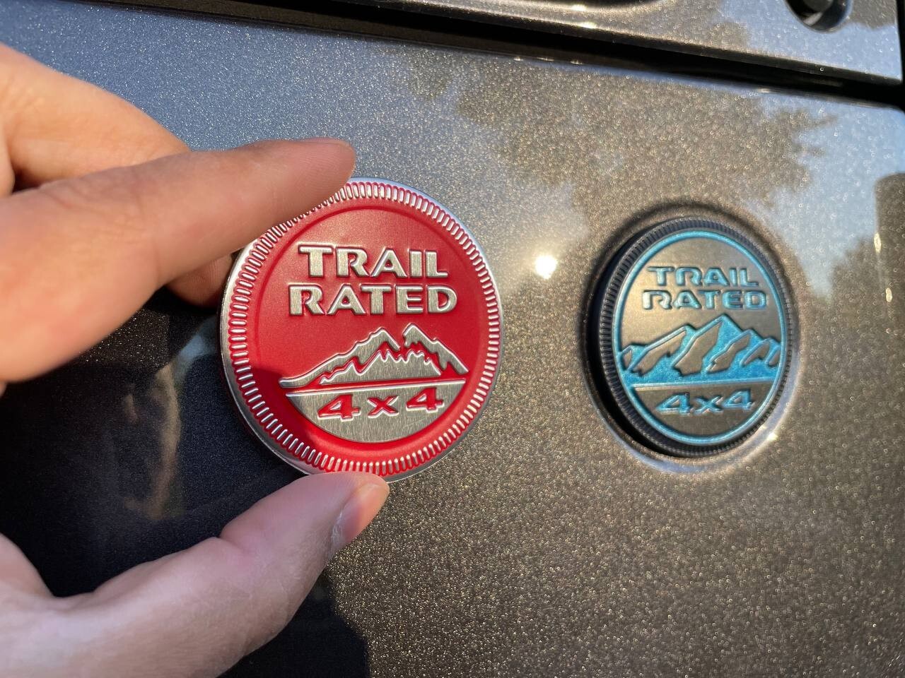 Mercedes-Benz 2 (two) 2018-2024 WRANGLER JL GLADIATOR TRAIL RATED FENDER Emblem Badge - Red