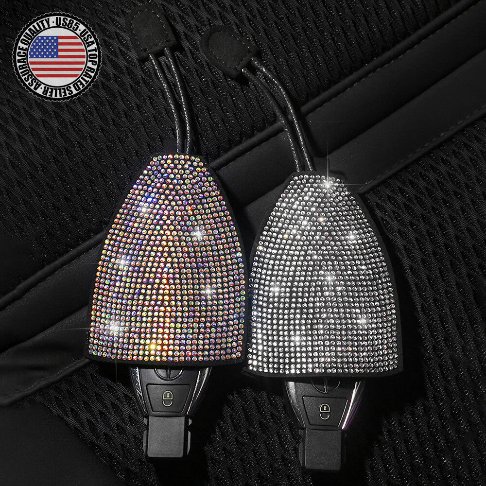 Universal Bling Crystal Diamond Cute Car Key Fob Holder Cover Case Keychain Ring