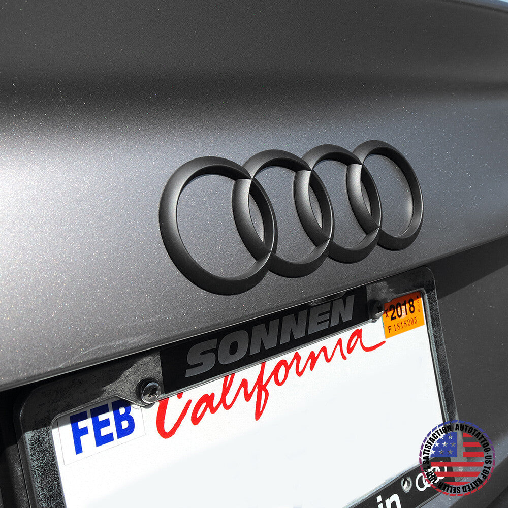 08-16 AUDI Matte Black Rear Trunk Lid Luggage Ring Sign Badge Logo Emblem Sport