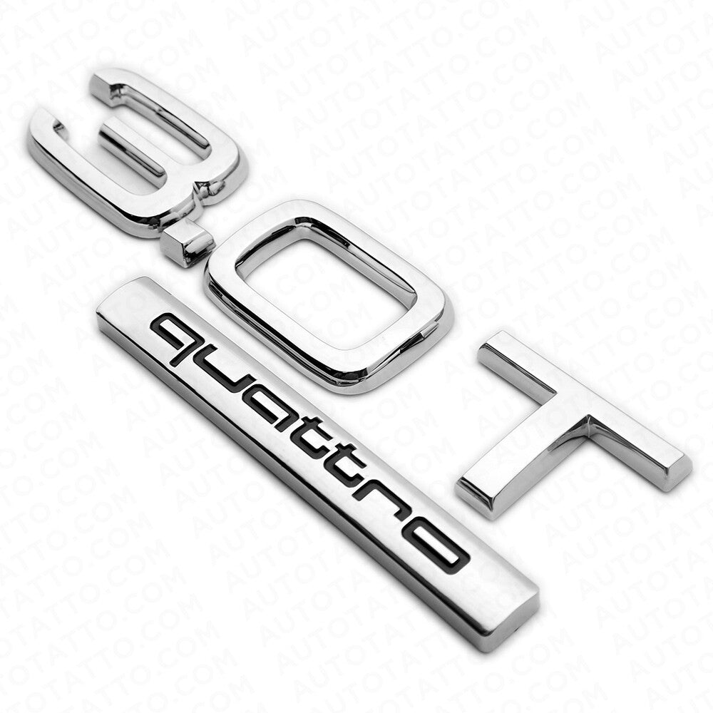 04-22 Audi Rear Trunk Deck Lid 3.0T Quattro Nameplate Emblem Badge Chrome