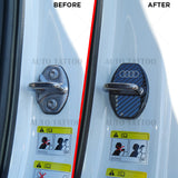2x For Audi Carbon Fiber Texture Door Car Lock Protective Cover Sticker Decorate