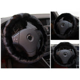 Universal Soft Warm Bamboo Style Faux Fur Car Steering Wheel Cover Decoration