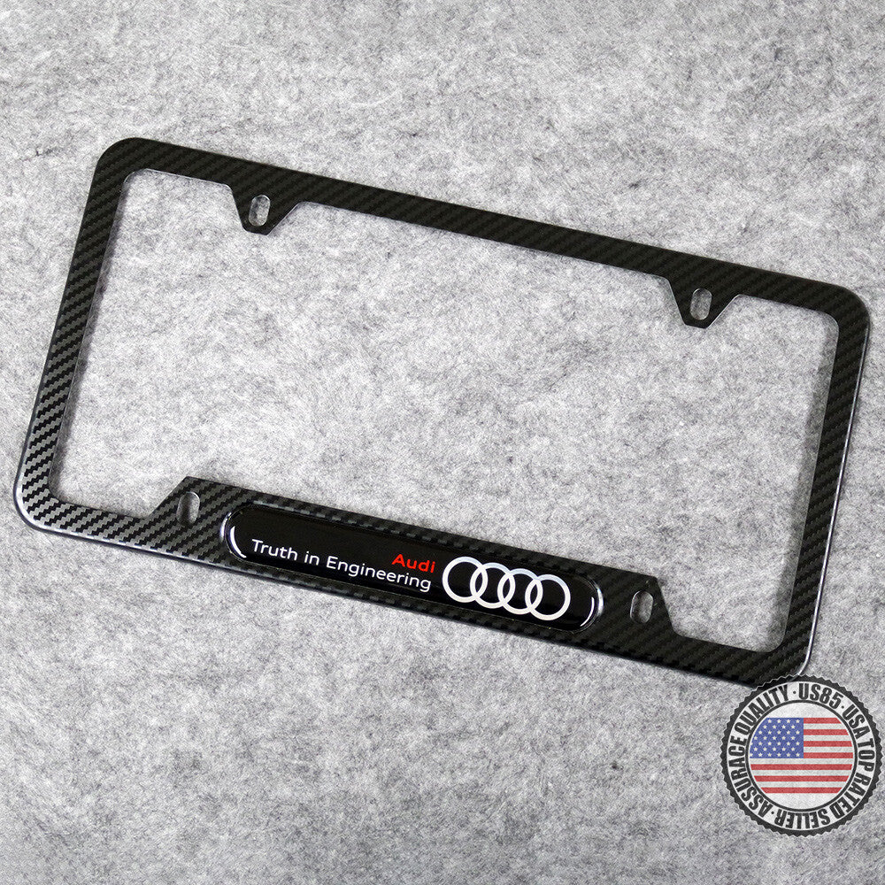For Audi Front or Rear Carbon Fiber Texture License Plate Frame Cover Sport Gift