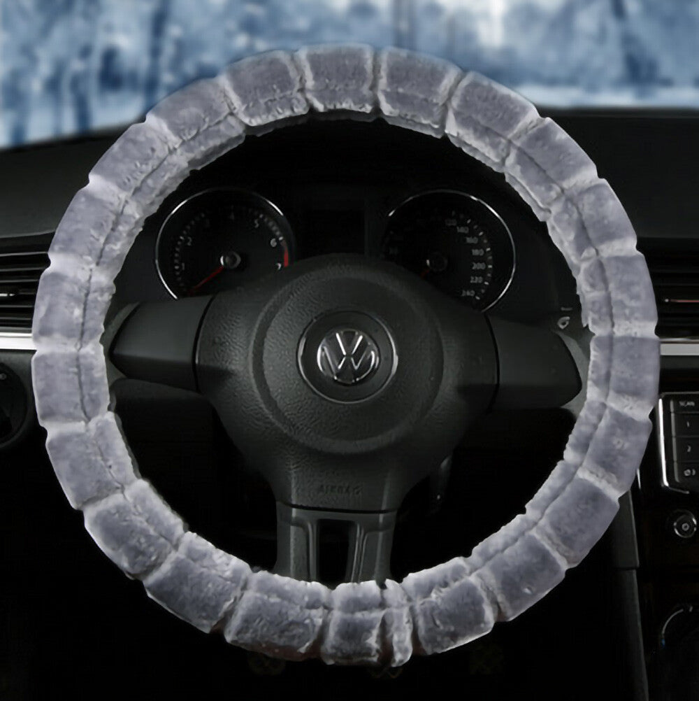 Universal Soft Warm Bamboo Style Faux Fur Car Steering Wheel Cover Decoration