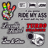 Personality Car Sticker JDM Hippie Boom Peace Funny Cute Turbo 3D Decal Stripe