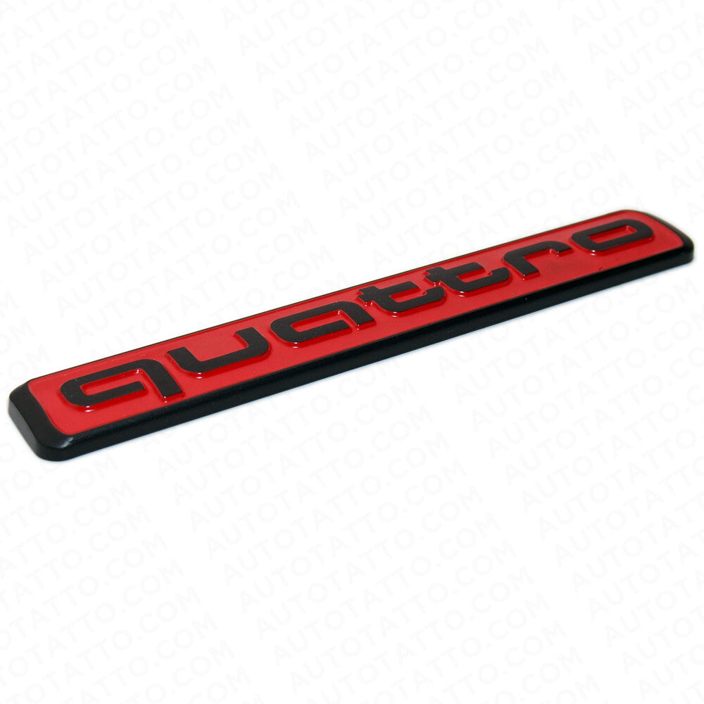 Audi Black Red Quattro Nameplate OEM ABS Emblem Liftgate Adhesive Logo Lid Badge