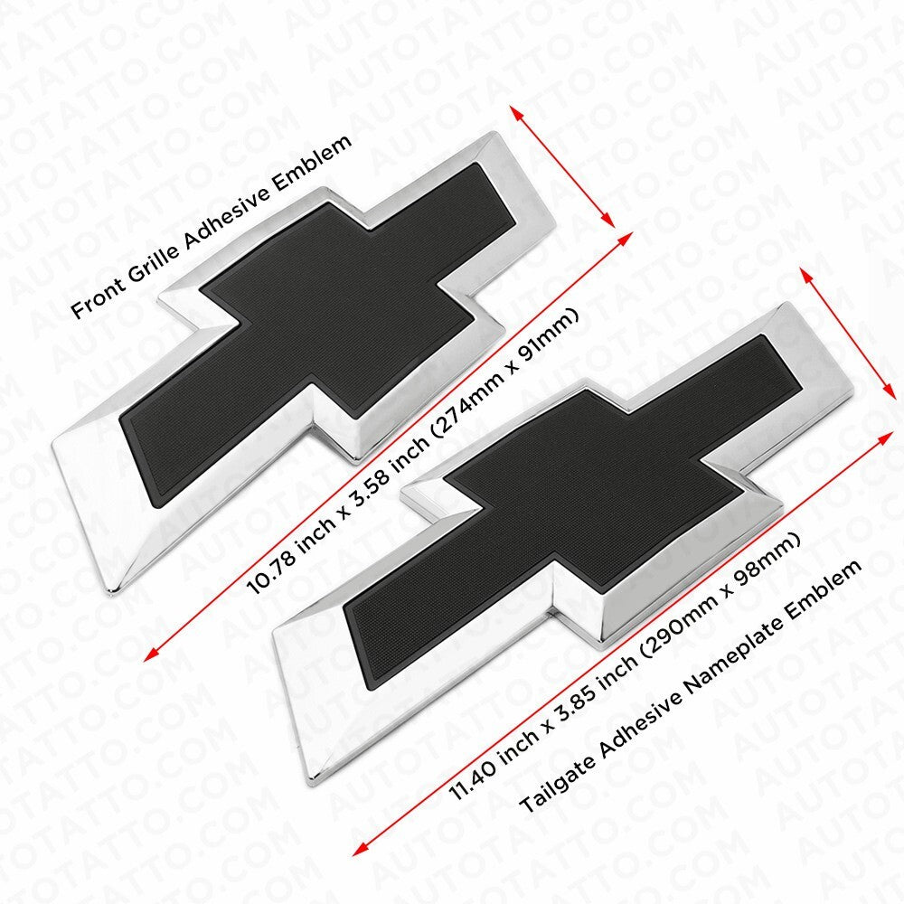 15-19 Chevy 2500 3500 Silverado Bowtie Front Grille Tailgate Logo Emblem Black