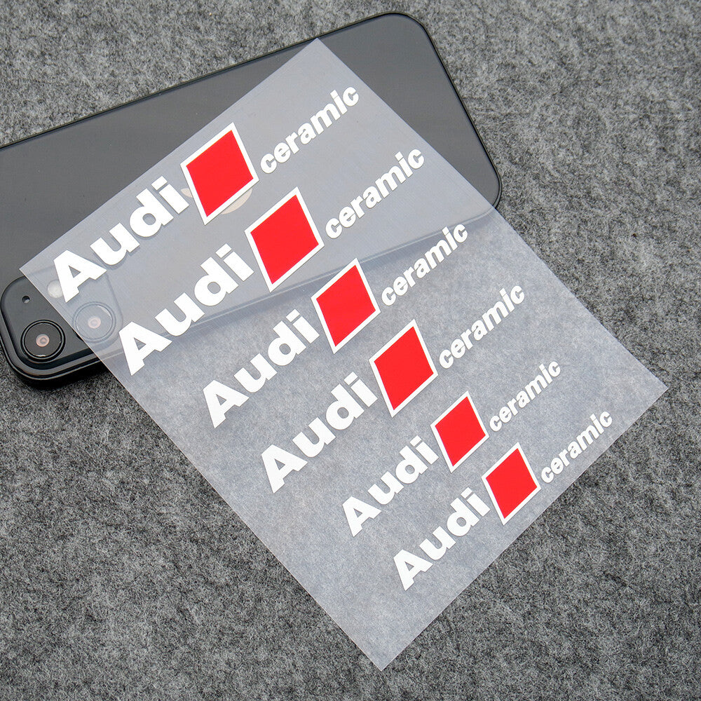 Audi Ceramic Sport Car Wheels Brake Caliper Sticker Decal Logo Decoration White