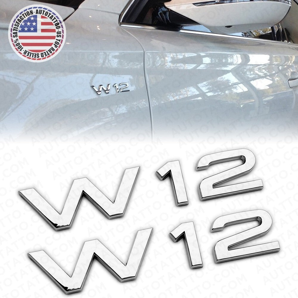 2x Audi Sport Car Side Fender W12 Marker Nameplate Emblem Logo Badge Chrome