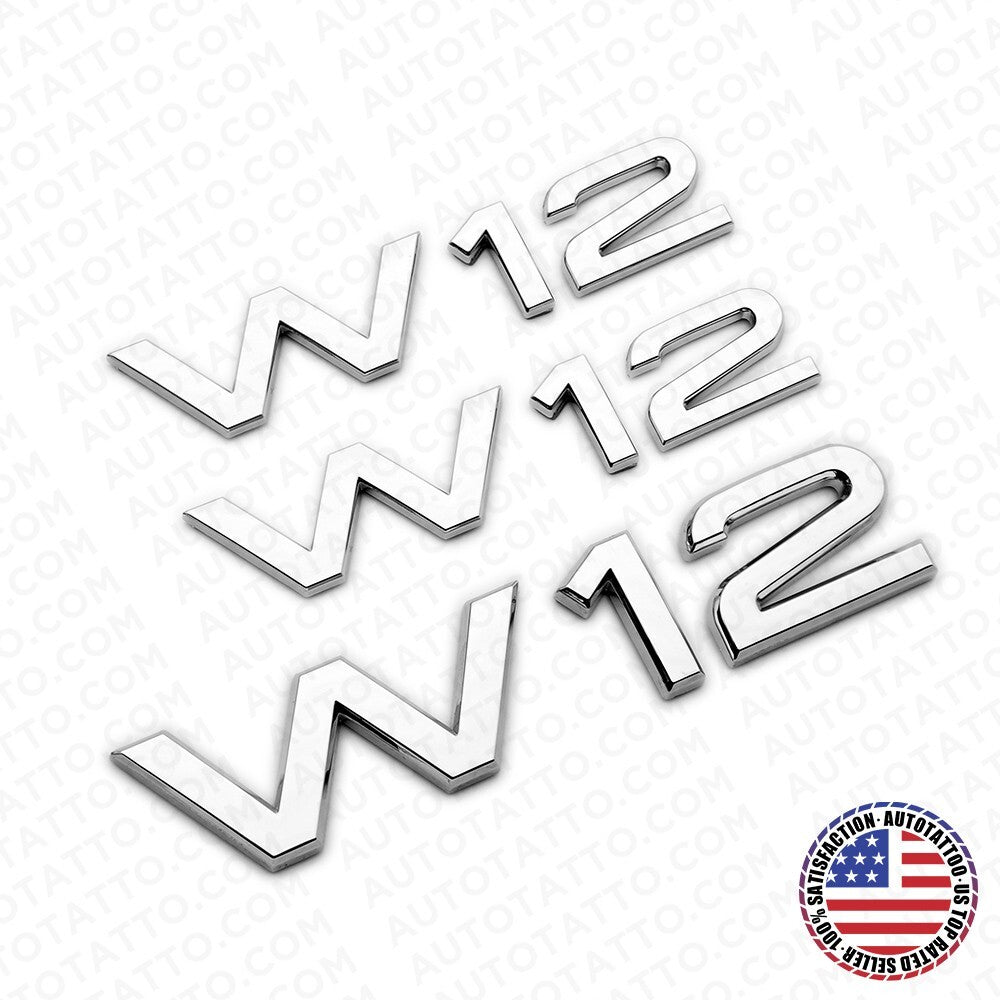 3x Set Audi Sport Car Fender Trunk W12 Marker Nameplate Emblem Logo Badge Chrome