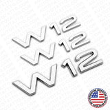 3x Set Audi Sport Car Fender Trunk W12 Marker Nameplate Emblem Logo Badge Chrome