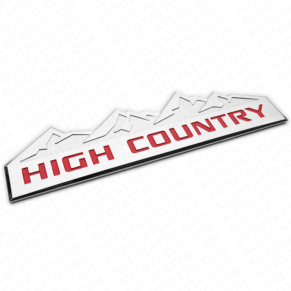 14-19 Chevy High Country Front Door Tailgate Letter Logo Emblem Badge Chrome Red