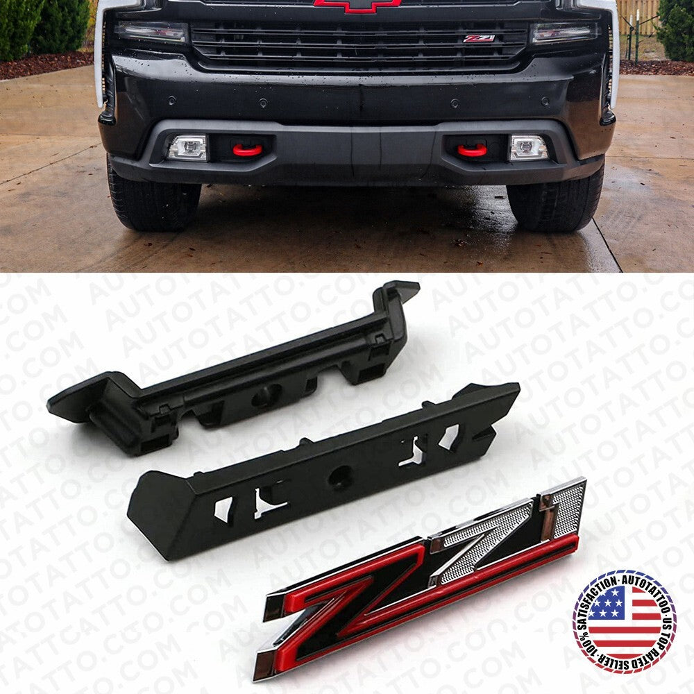 2019-22 Chevrolet Silverado Z71 Front Grille Plinth Nemapleate Emblem Chrome Red