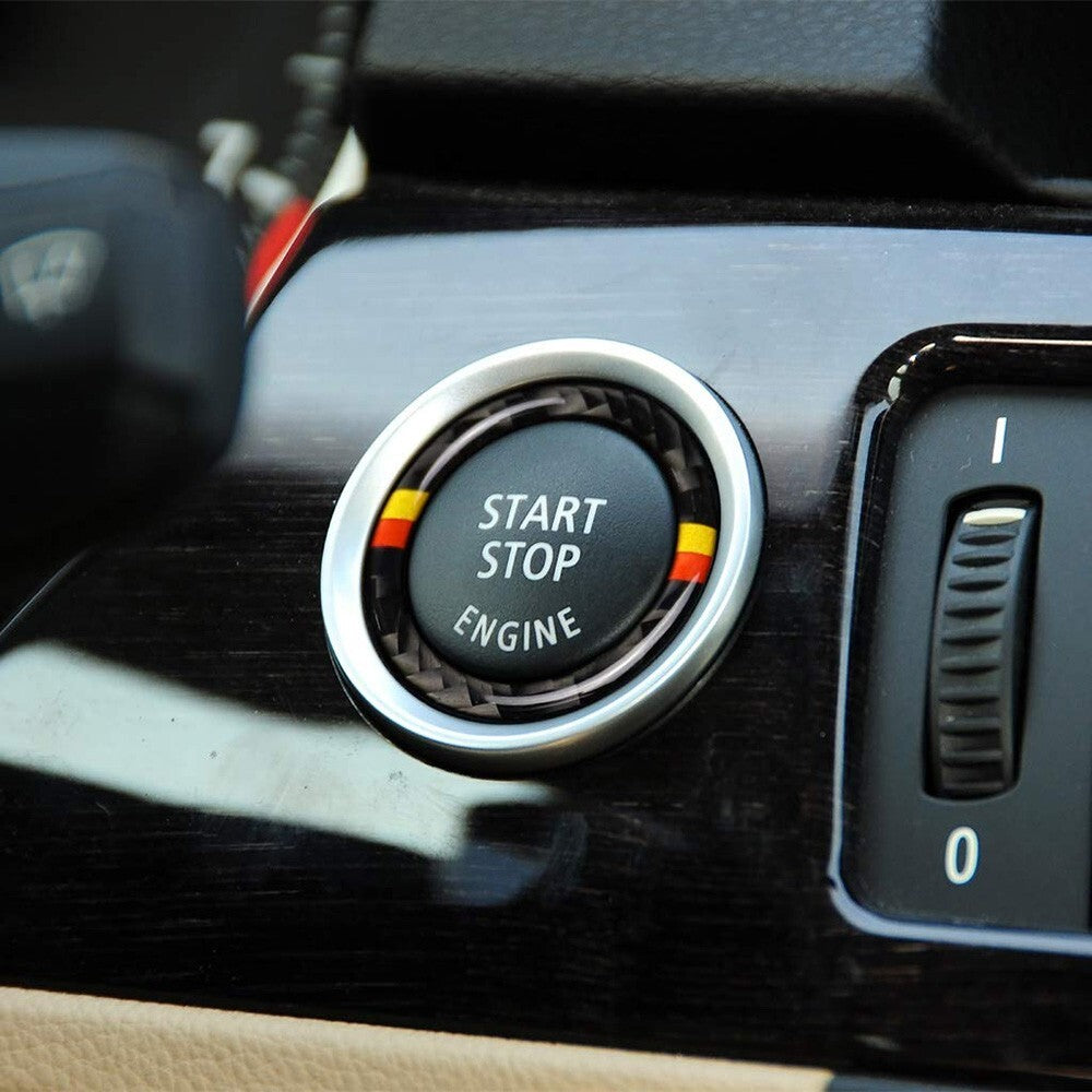 For BMW E90 E92 E93 Engine Switch Start Stop Button Carbon Fiber Sticker Badge
