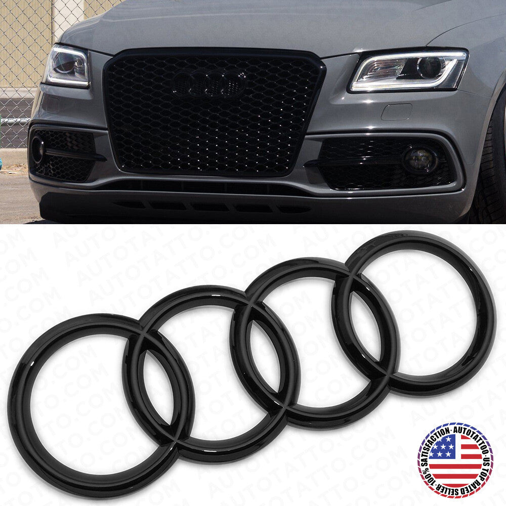 AUDI Gloss Black Front Grille Rings Sign Badge Logo Emblem Q3 Q5 SQ5 Q7 A6 A7 S7