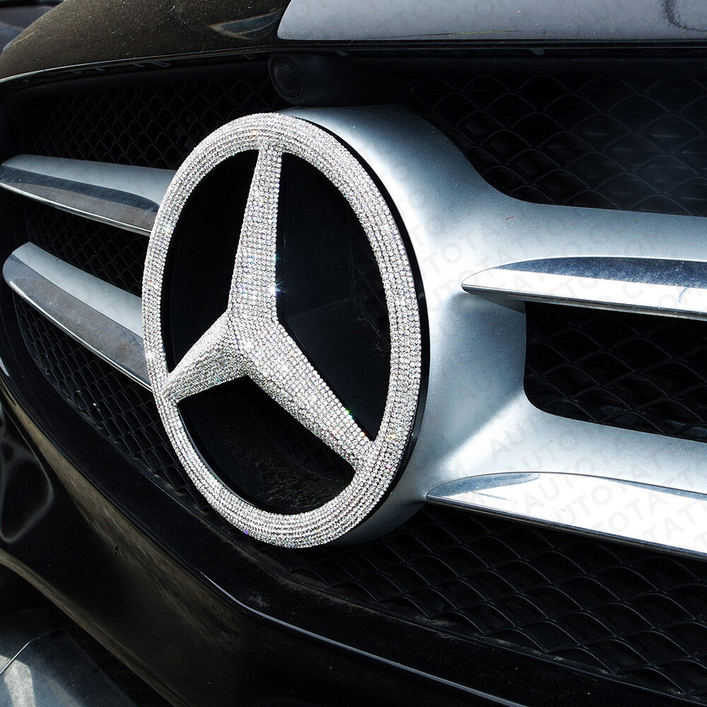 For Mercedes Front Grill Overlays Add-On Logo Emblem AMG Sport 3D Diamond Style
