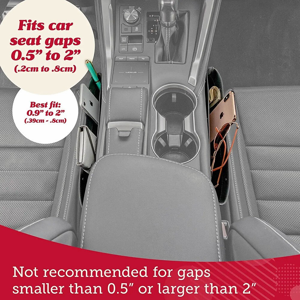 2x Car Seat Console Gap Filler Side Organizer PU Leather Catch Caddy Coin Pocket