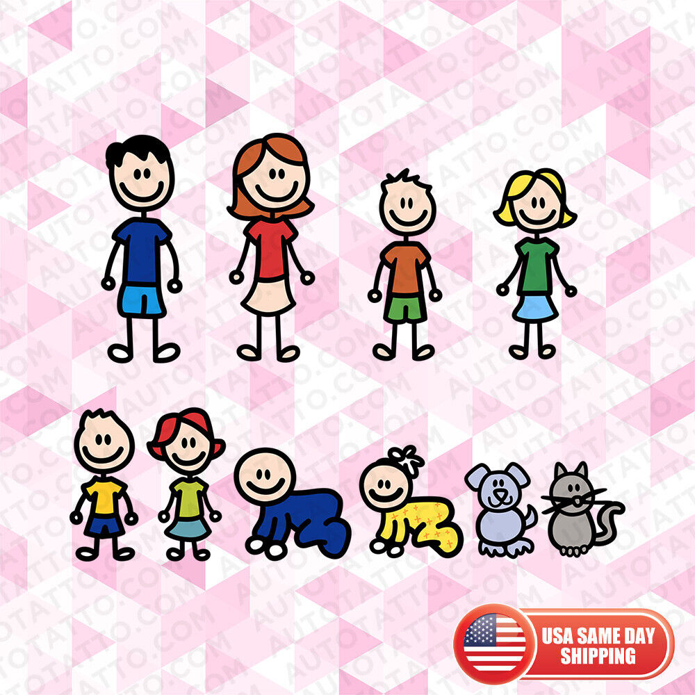 Cute Family In Car Sticker Decal Van Truck Liftgate Window Decorate Dog Cat