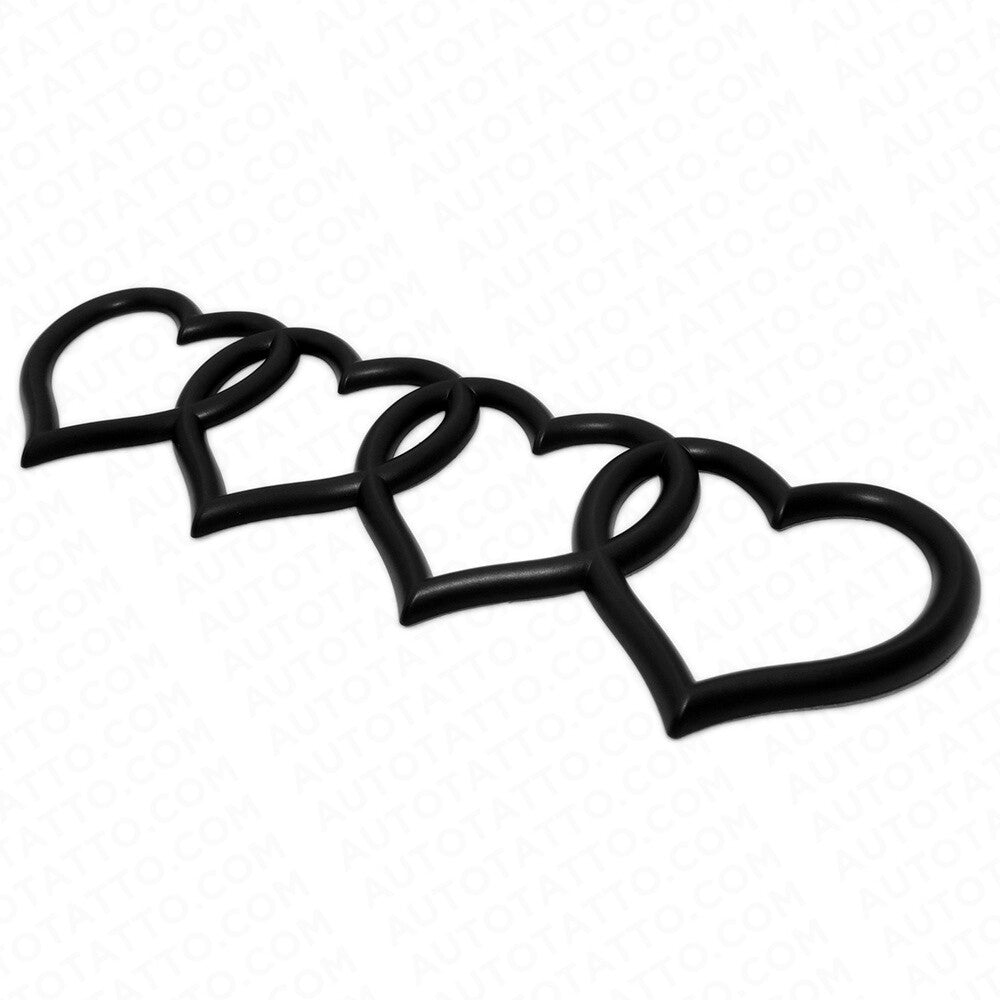 Audi Sport Car Trunk Lid Love Heart Rings Badge Logo Emblem Decor Matte Black